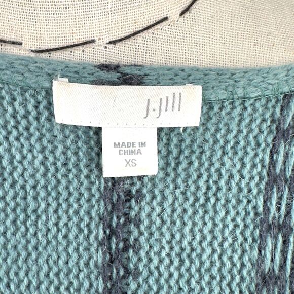 J. Jill Juniper Geometric Aztec Jacquard Knit Draped Front Cardigan Sweater XS - Picture 6 of 10